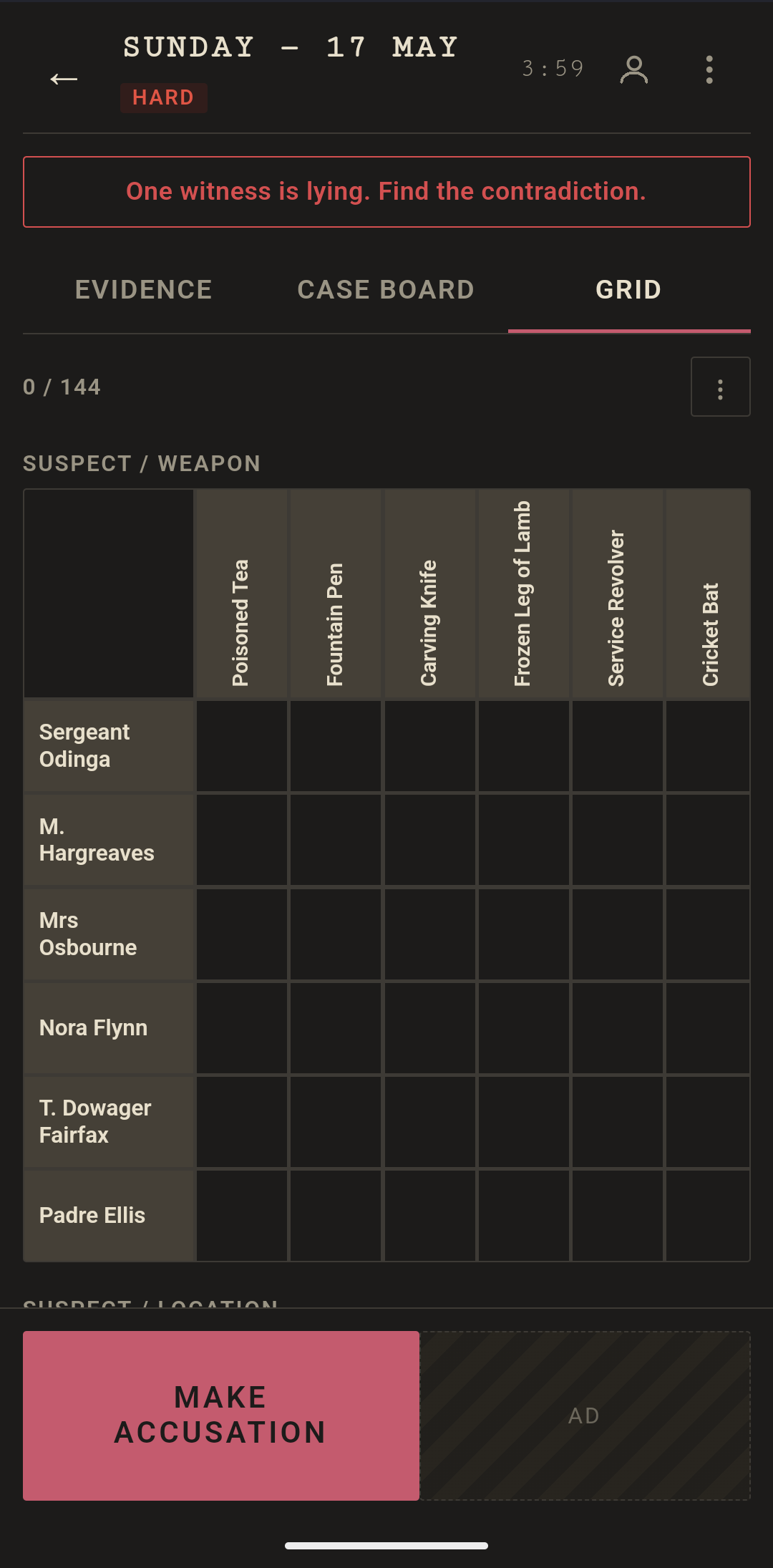 Deduction grid — dark mode